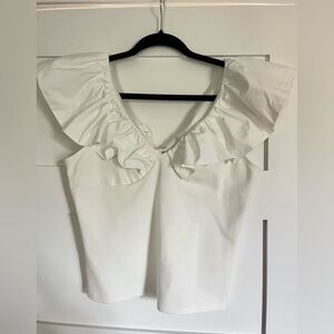Dolan Ivory Blouse with Ruffled Collar